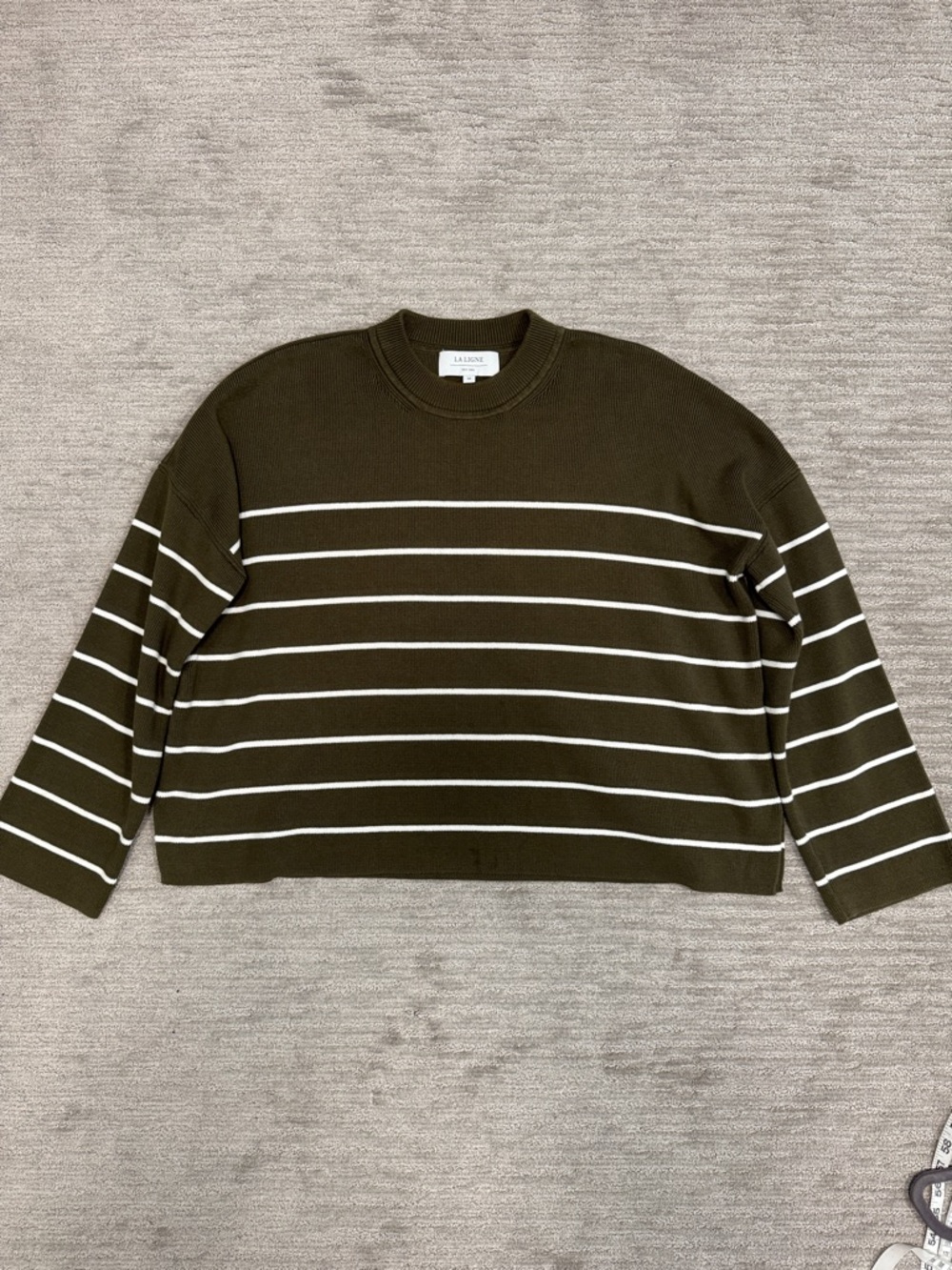 La Ligne Leo Sweater in Olive Stripe Size Medium - Picture 6 of 12